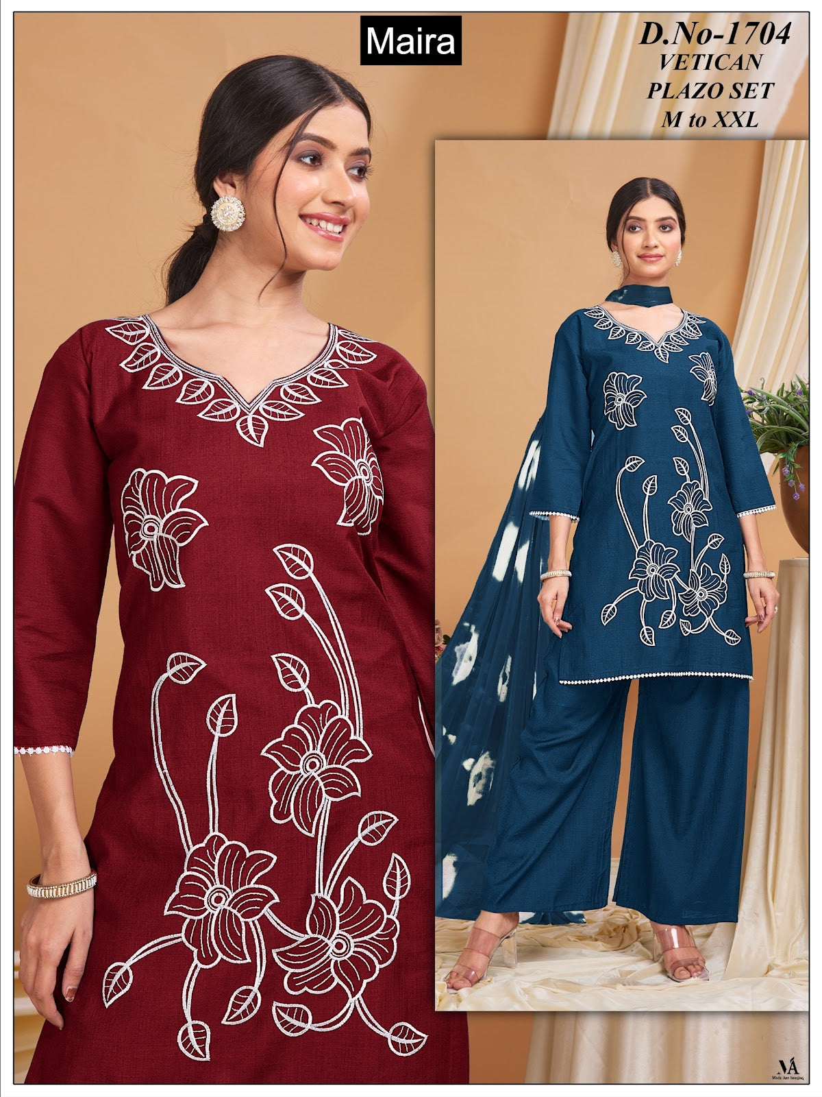 Design 1701-1706 Maira Vatican Silk Readymade Plazzo Style Suits Manufacturer Gujarat