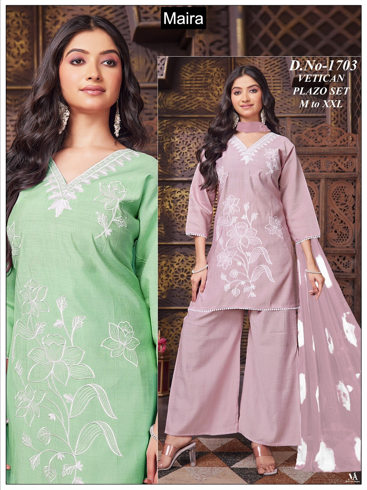 Design 1701-1706 Maira Vatican Silk Readymade Plazzo Style Suits Manufacturer Gujarat