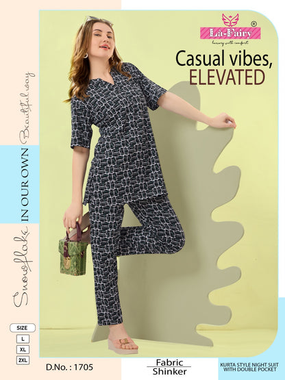Design 1705 La Fairy Hosiery Kurta Night Suits Wholesaler