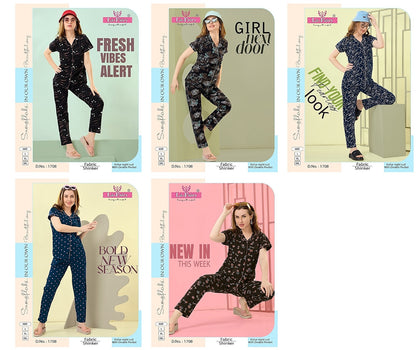 Design 1708 La Fairy Sinker Collar Night Suits Wholesale Price