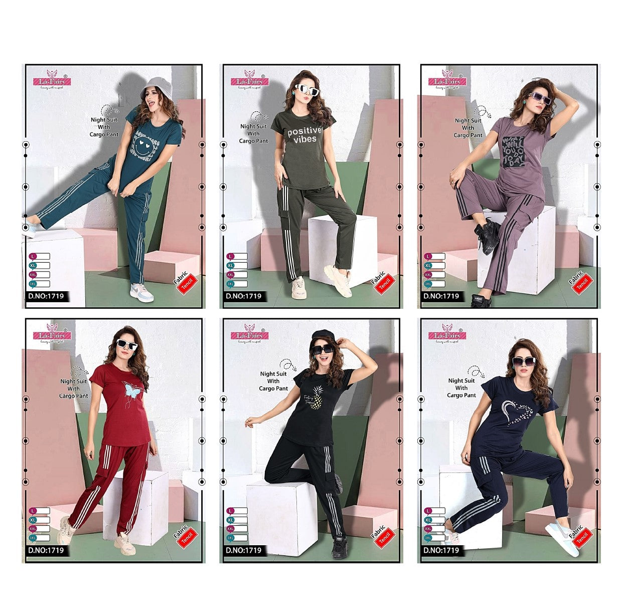 Design 1719 La Fairy Tencil Pyjama Night Suits Wholesaler India