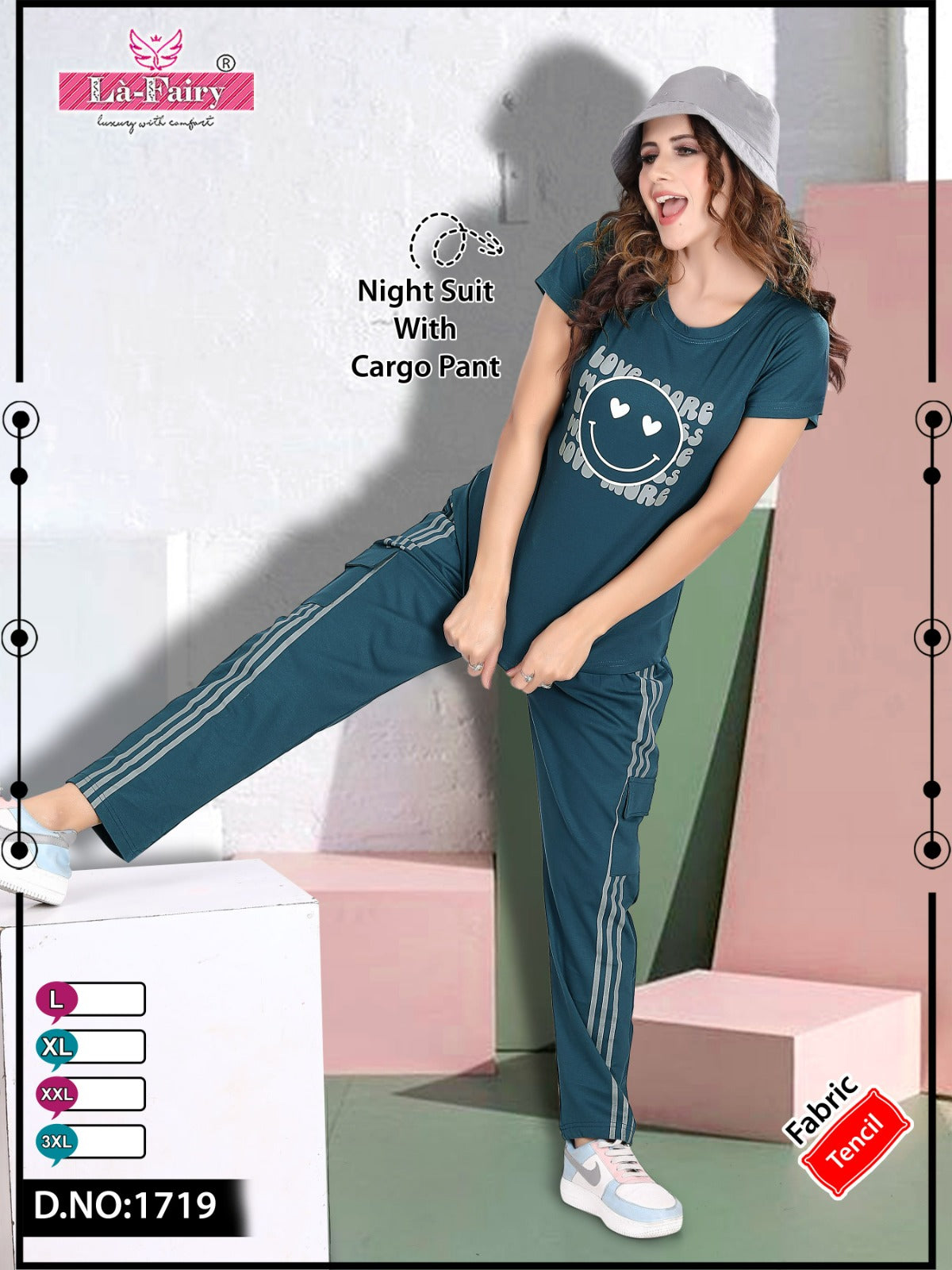 Design 1719 La Fairy Tencil Pyjama Night Suits Wholesaler India