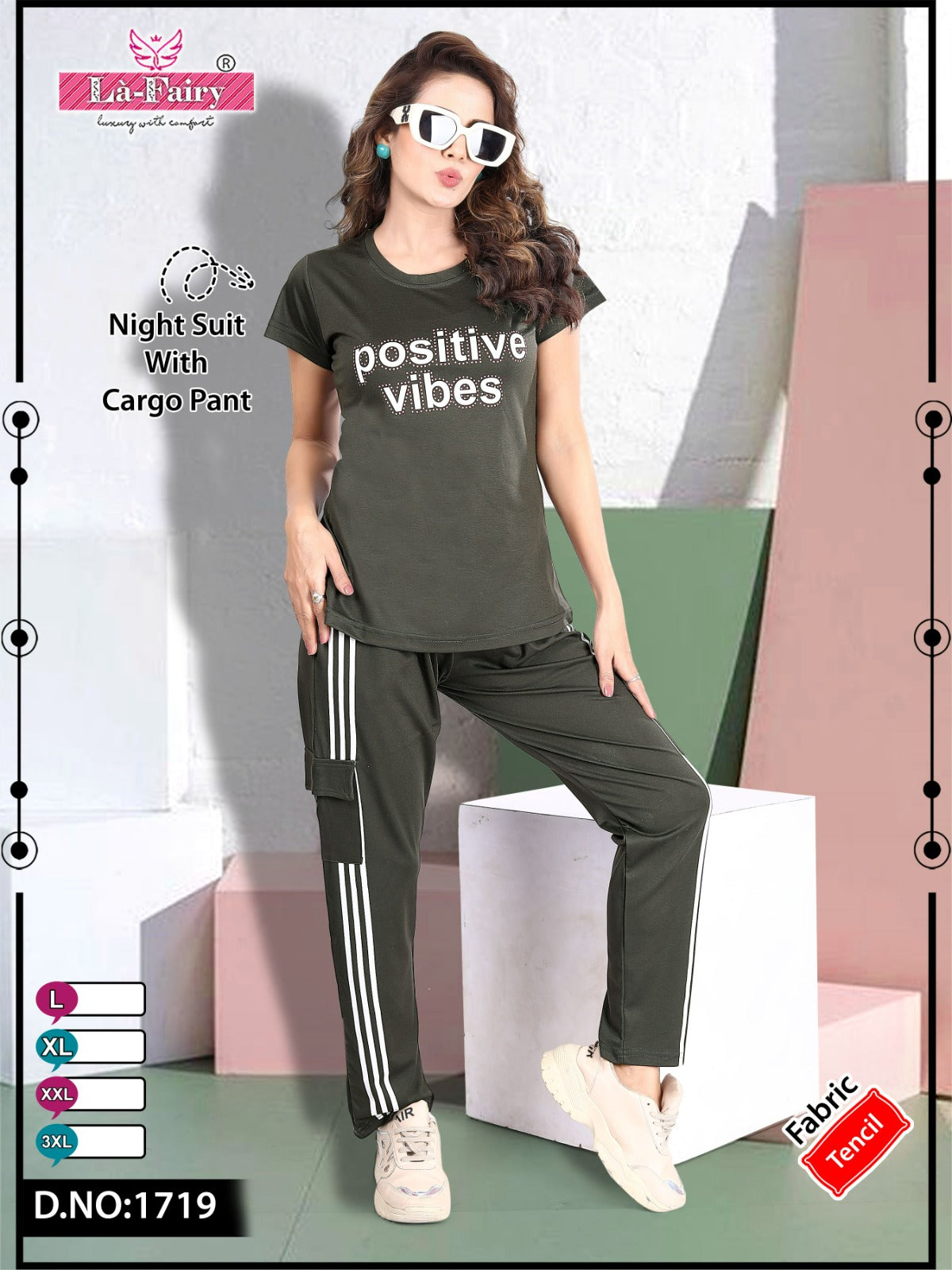 Design 1719 La Fairy Tencil Pyjama Night Suits Wholesaler India