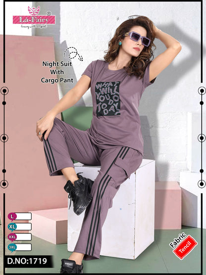 Design 1719 La Fairy Tencil Pyjama Night Suits Wholesaler India