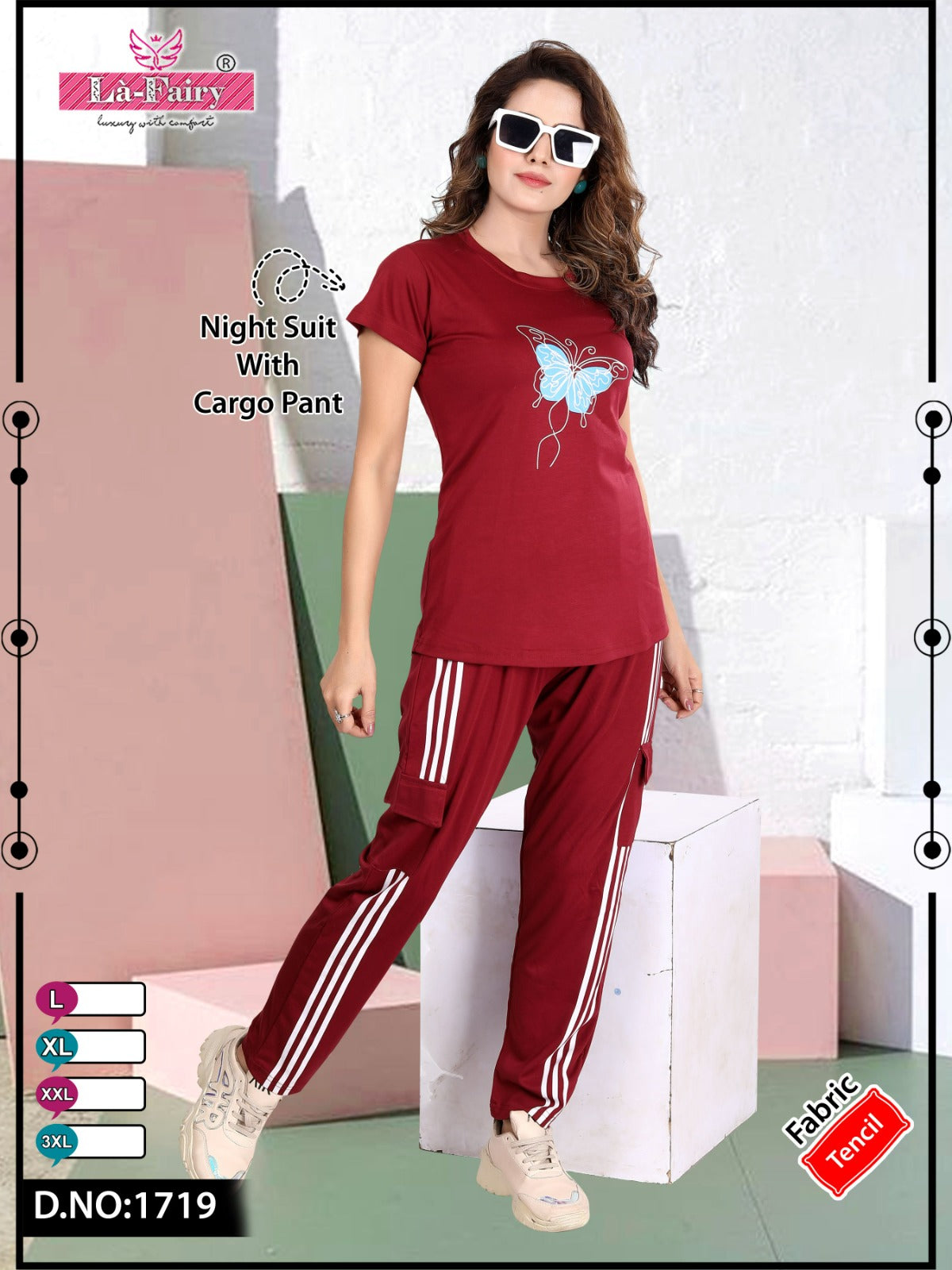 Design 1719 La Fairy Tencil Pyjama Night Suits Wholesaler India