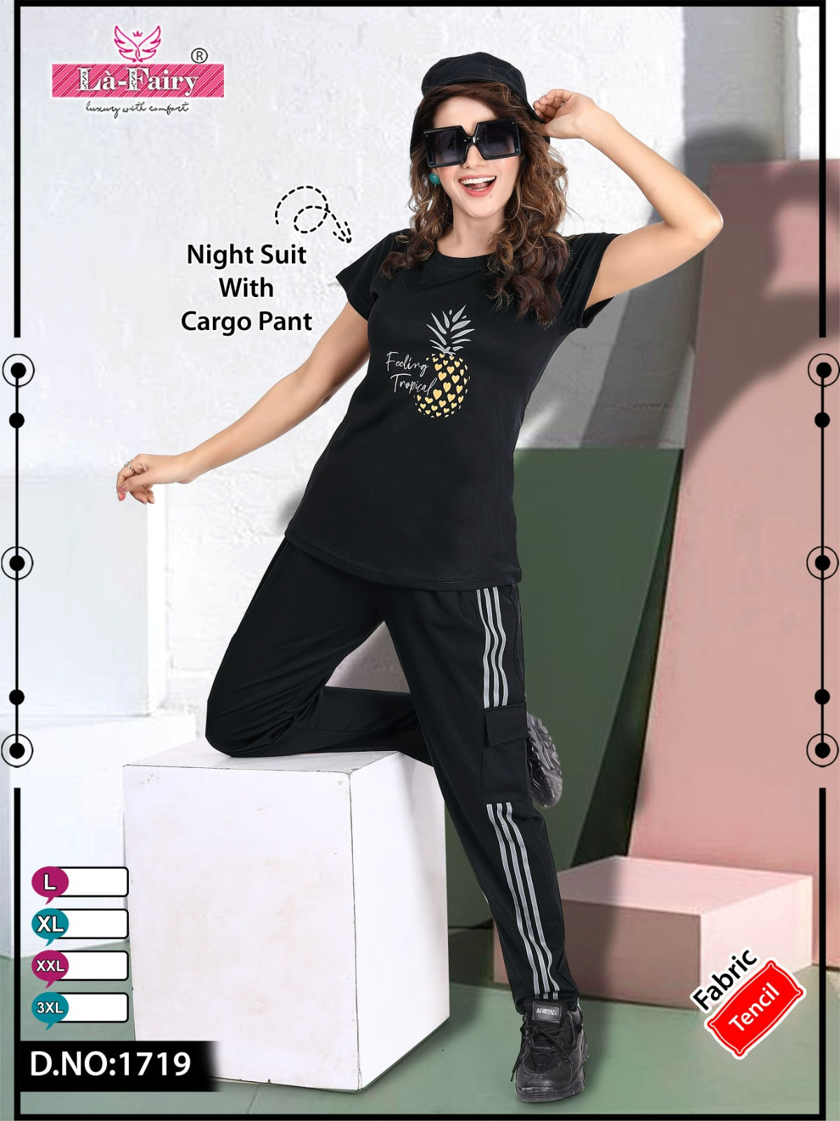 Design 1719 La Fairy Tencil Pyjama Night Suits Wholesaler India