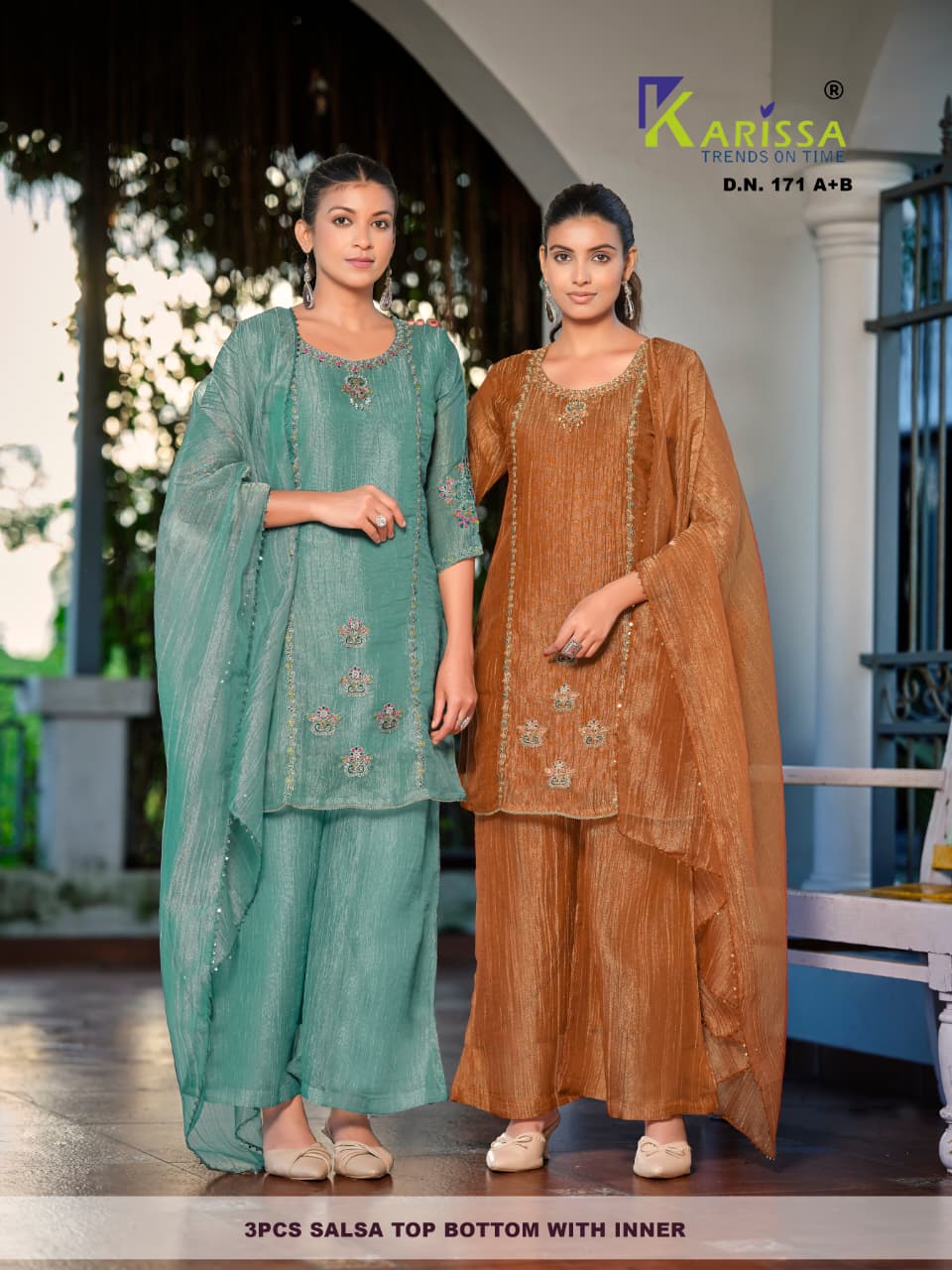 Design 171 Karissa Salsa Readymade Plazzo Style Suits Manufacturer