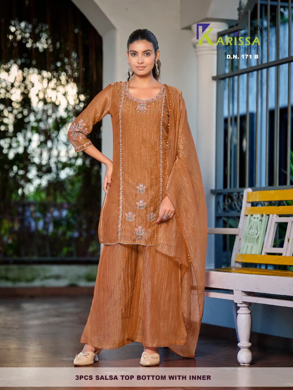 Design 171 Karissa Salsa Readymade Plazzo Style Suits Manufacturer