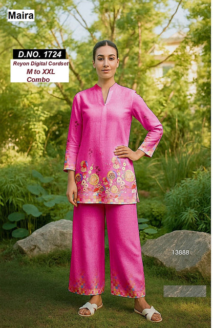 Design 1723-1728 Maira Rayon Co Ord Set Exporter Gujarat