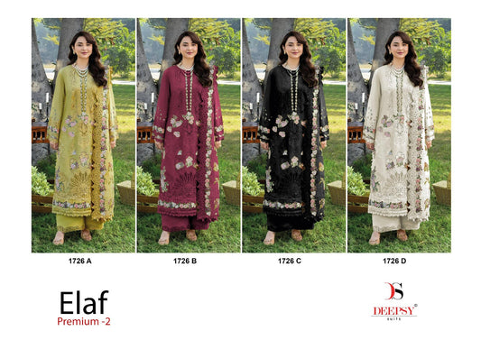 Design 1726 Elaf Premium 2 Deepsy Pure Cotton Pakistani Patch Work Suits Manufacturer India