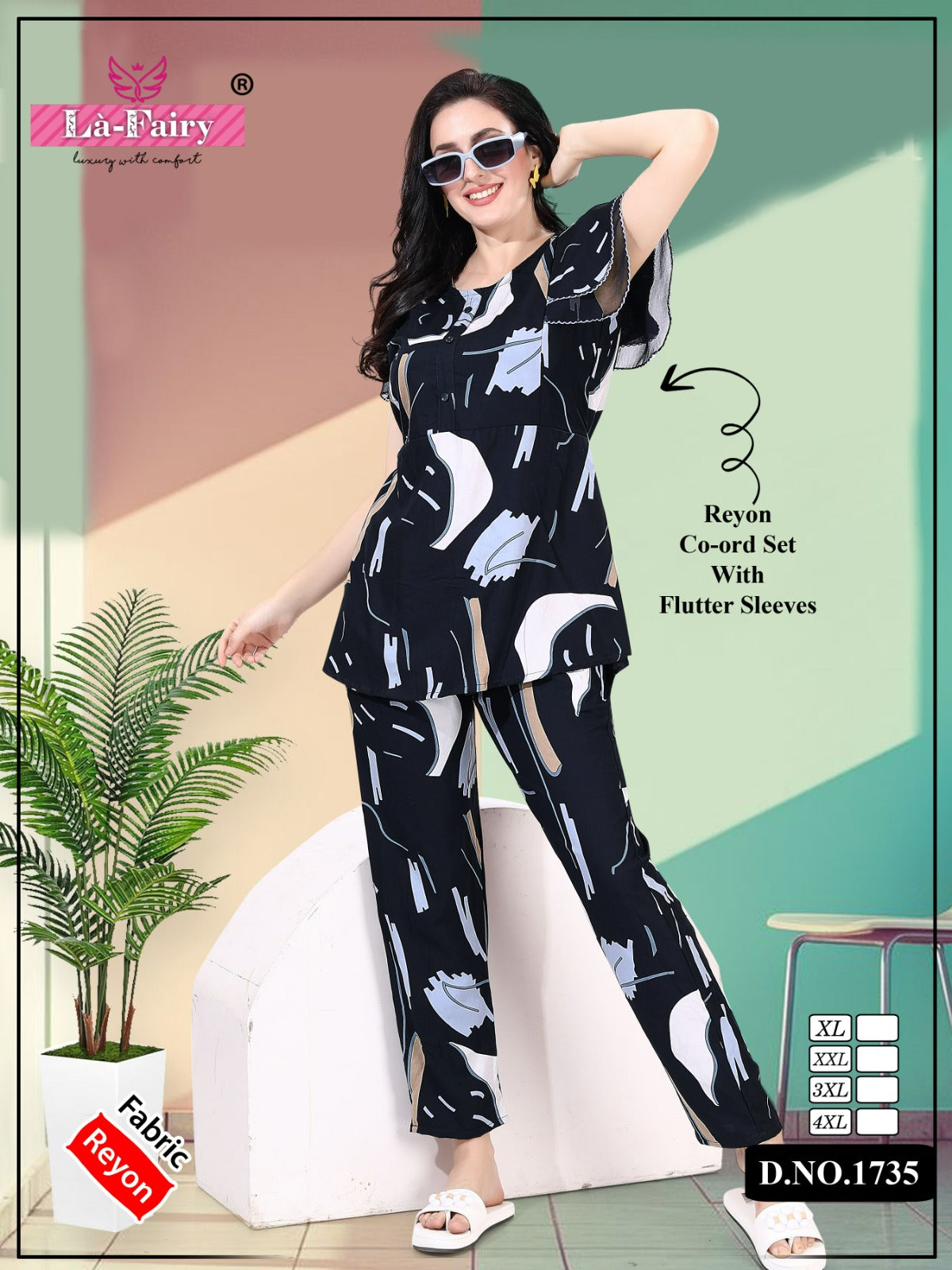 Design 1735 La Fairy Reyon Co Ord Set Wholesale Price