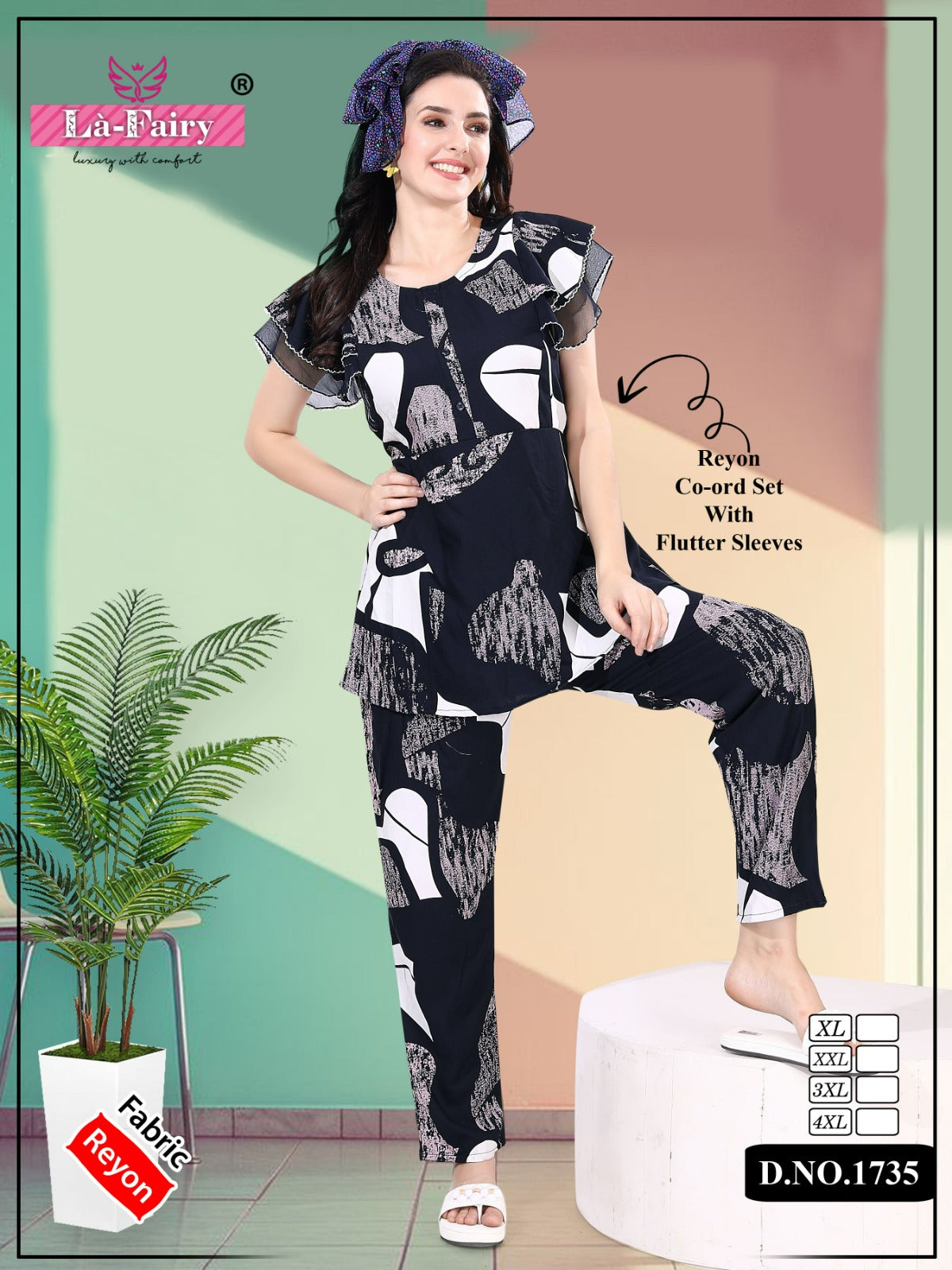 Design 1735 La Fairy Reyon Co Ord Set Wholesale Price