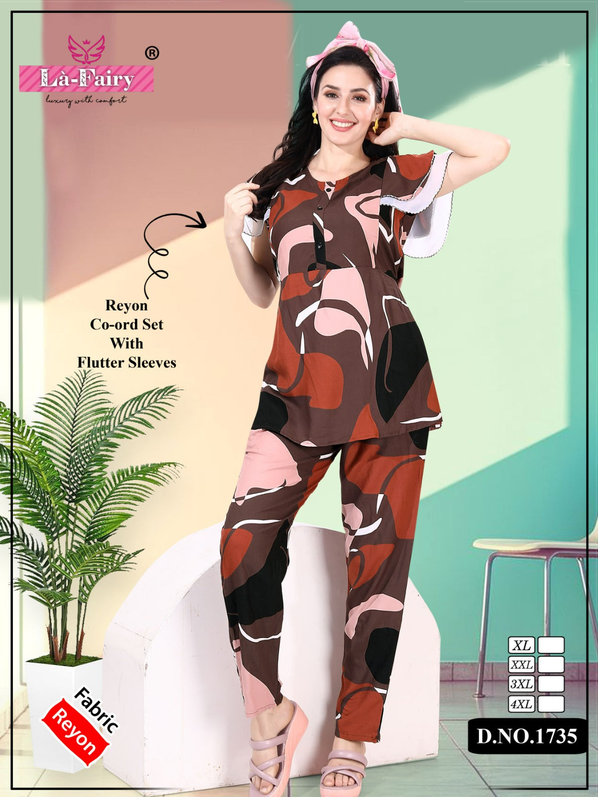 Design 1735 La Fairy Reyon Co Ord Set Wholesale Price