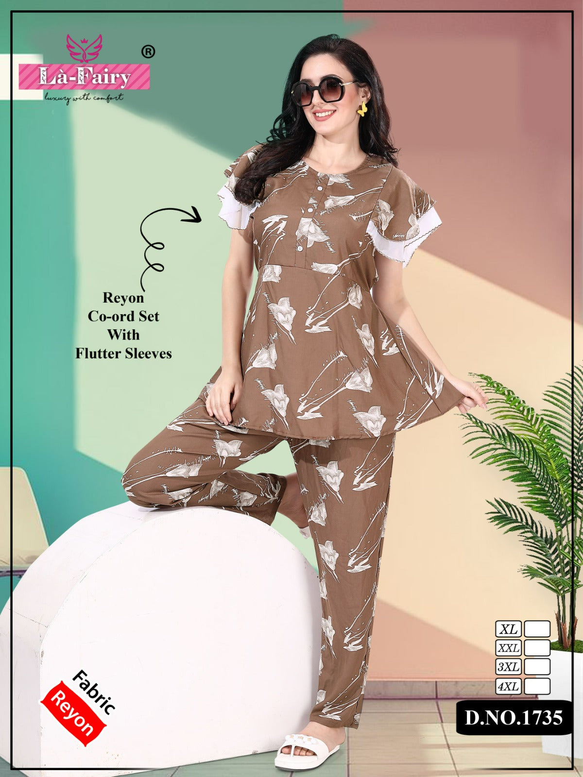 Design 1735 La Fairy Reyon Co Ord Set Wholesale Price