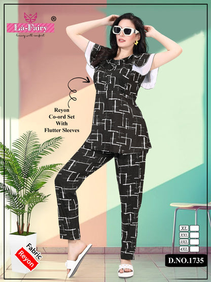 Design 1735 La Fairy Reyon Co Ord Set Wholesale Price