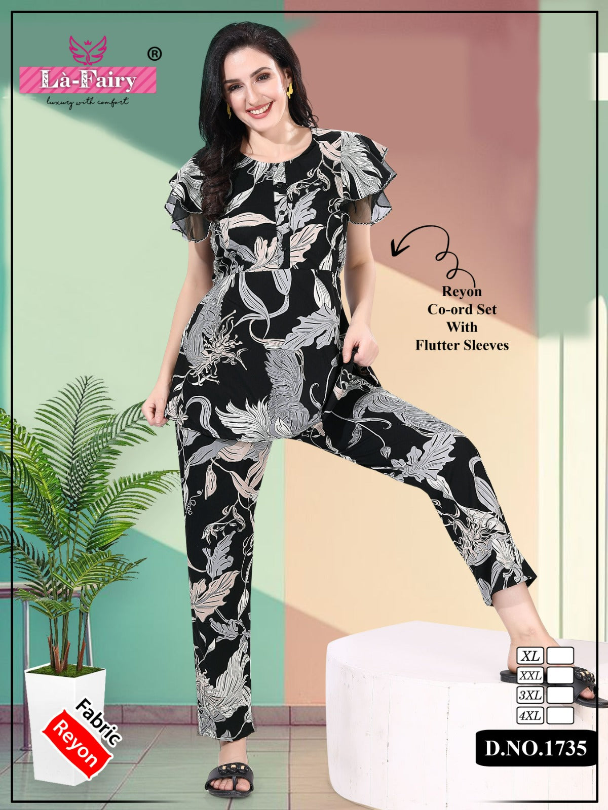 Design 1735 La Fairy Reyon Co Ord Set Wholesale Price