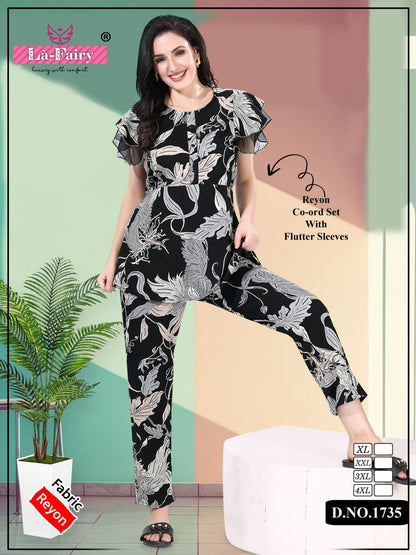Design 1735 La Fairy Reyon Co Ord Set Wholesale Price
