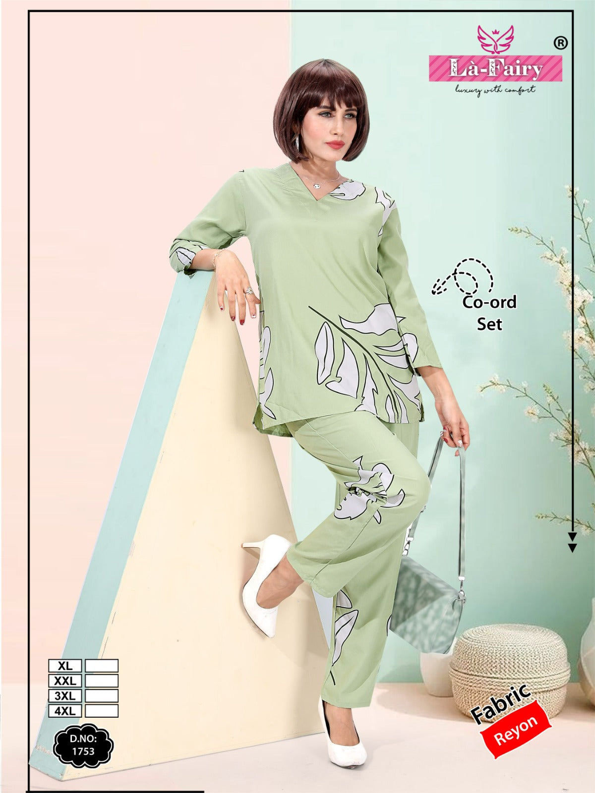 Design 1753 La Fairy Rayon 22Kg Co Ord Set Wholesaler India