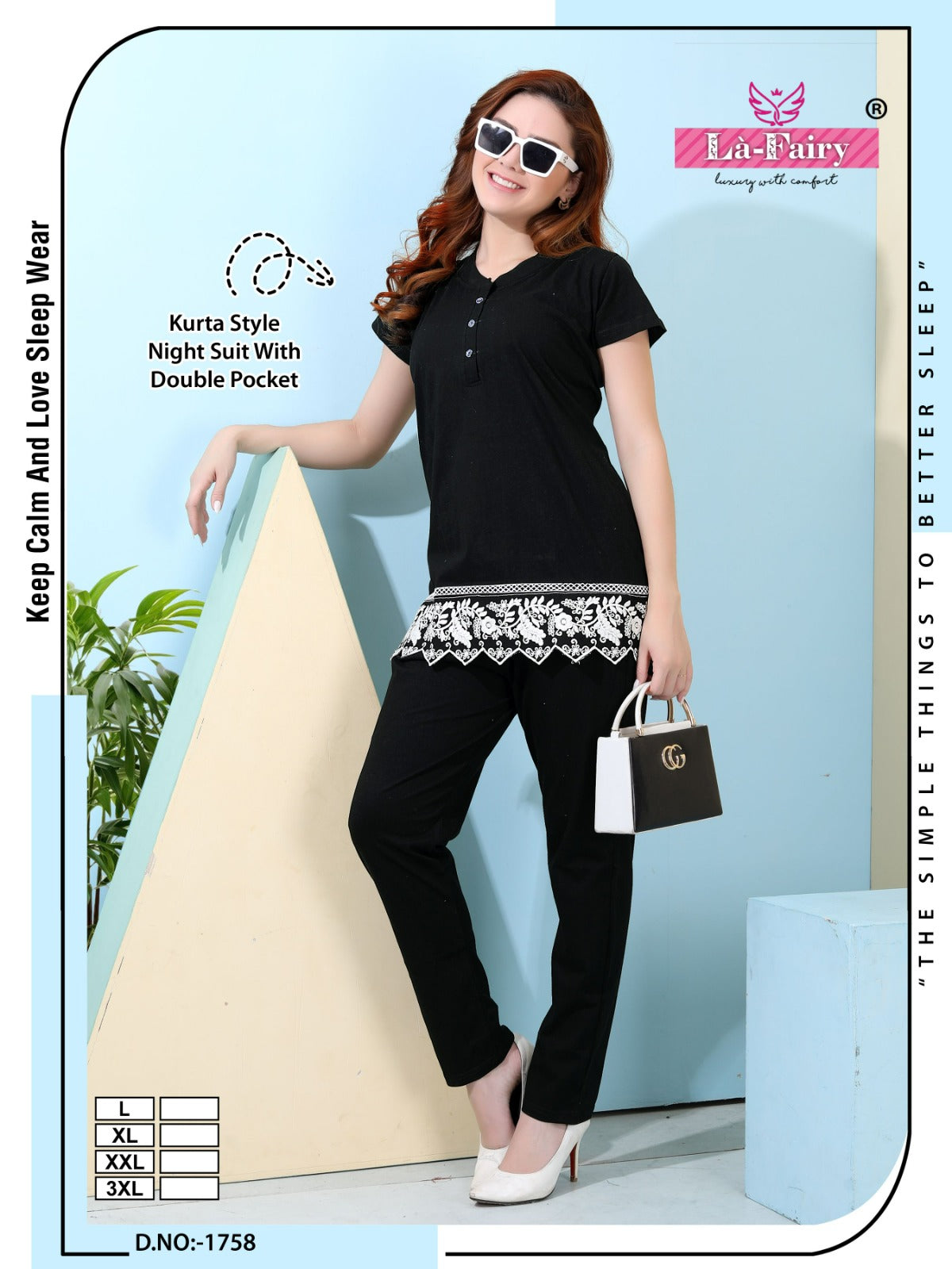 Design 1758 La Fairy Hosiery Kurta Night Suits Exporter Gujarat