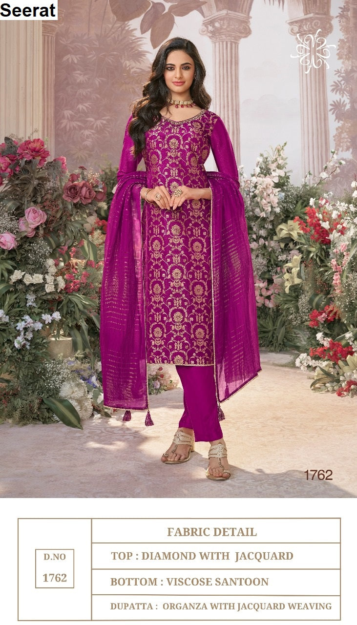 Design 1761-1765 Vinay Fashion Seerat Jacquard Readymade Pant Style Suits Exporter India