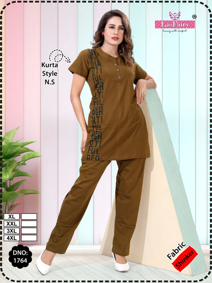Design 1764 La Fairy Sinker Kurta Night Suits Wholesale
