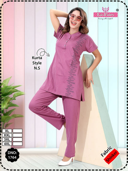 Design 1764 La Fairy Sinker Kurta Night Suits Wholesale