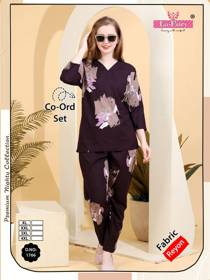 Design 1766 La Fairy Reyon Co Ord Set Wholesale Price