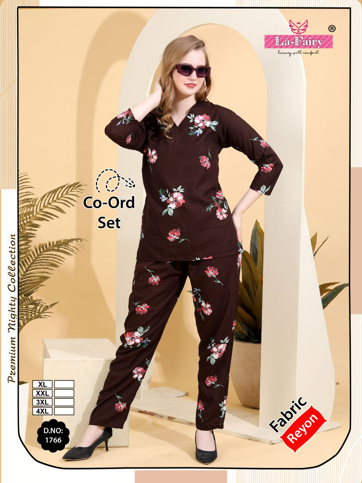 Design 1766 La Fairy Reyon Co Ord Set Wholesale Price