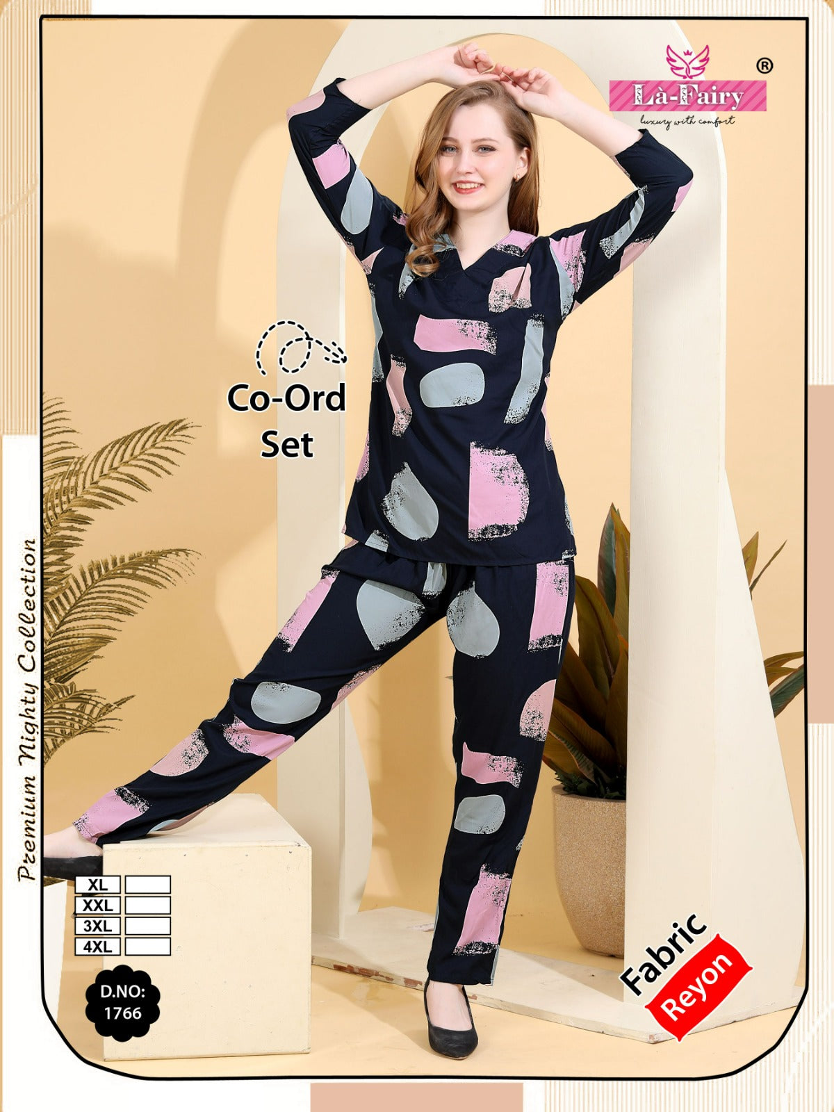 Design 1766 La Fairy Reyon Co Ord Set Wholesale Price