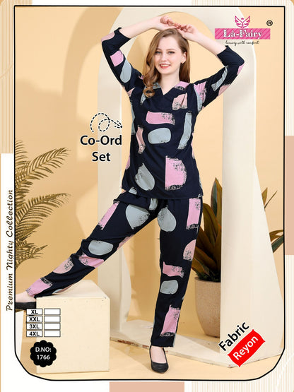 Design 1766 La Fairy Reyon Co Ord Set Wholesale Price