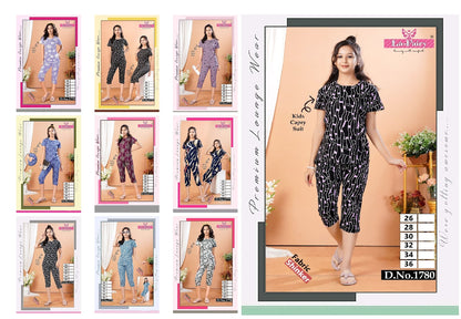 Design 1771-1780 La Fairy Hosiery Girls Capri Night Suits Manufacturer Gujarat