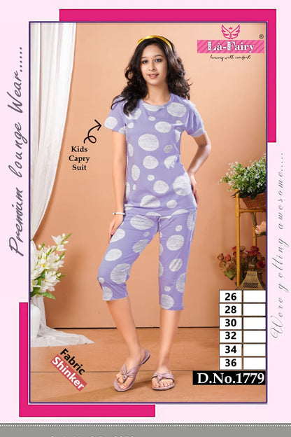 Design 1771-1780 La Fairy Hosiery Girls Capri Night Suits Manufacturer Gujarat