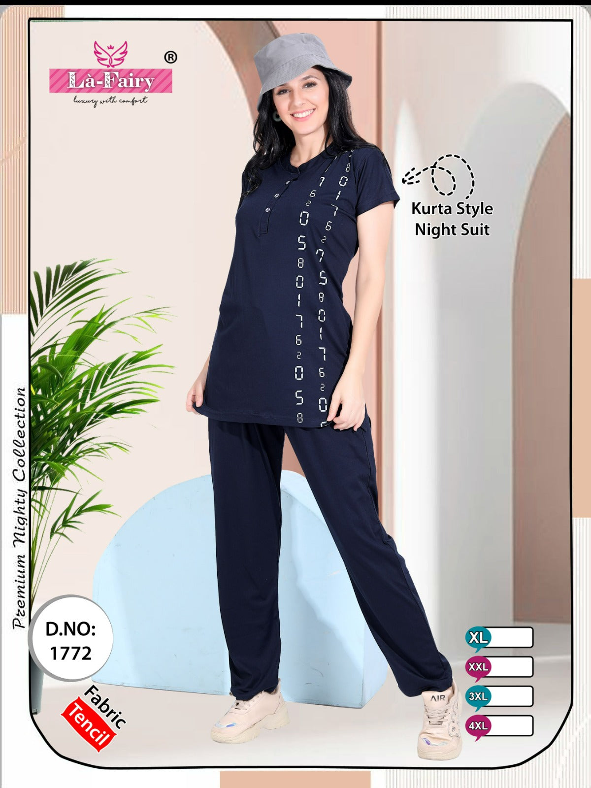 Design 1772 La Fairy Tencil Kurta Night Suits Exporter Gujarat