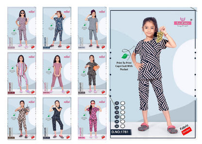 Design 1781 La Fairy Hosiery Sinker Girls Capri Night Suits Manufacturer Gujarat
