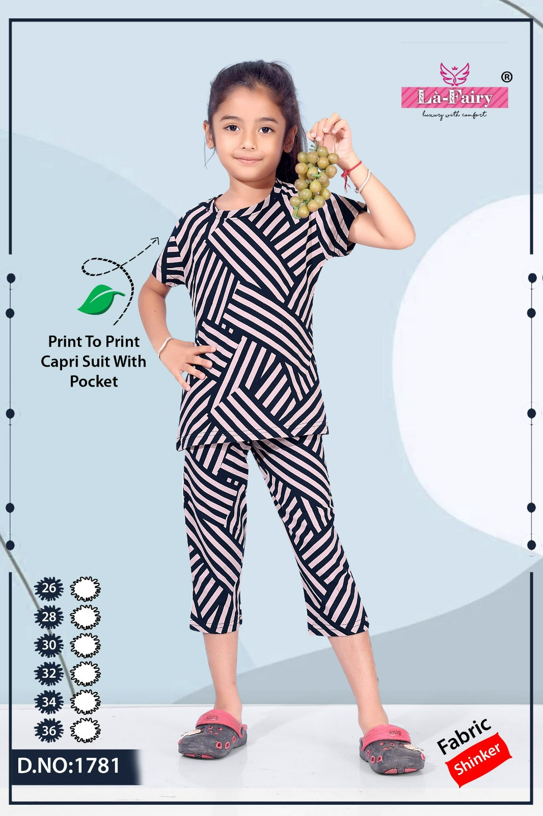 Design 1781 La Fairy Hosiery Sinker Girls Capri Night Suits Manufacturer Gujarat