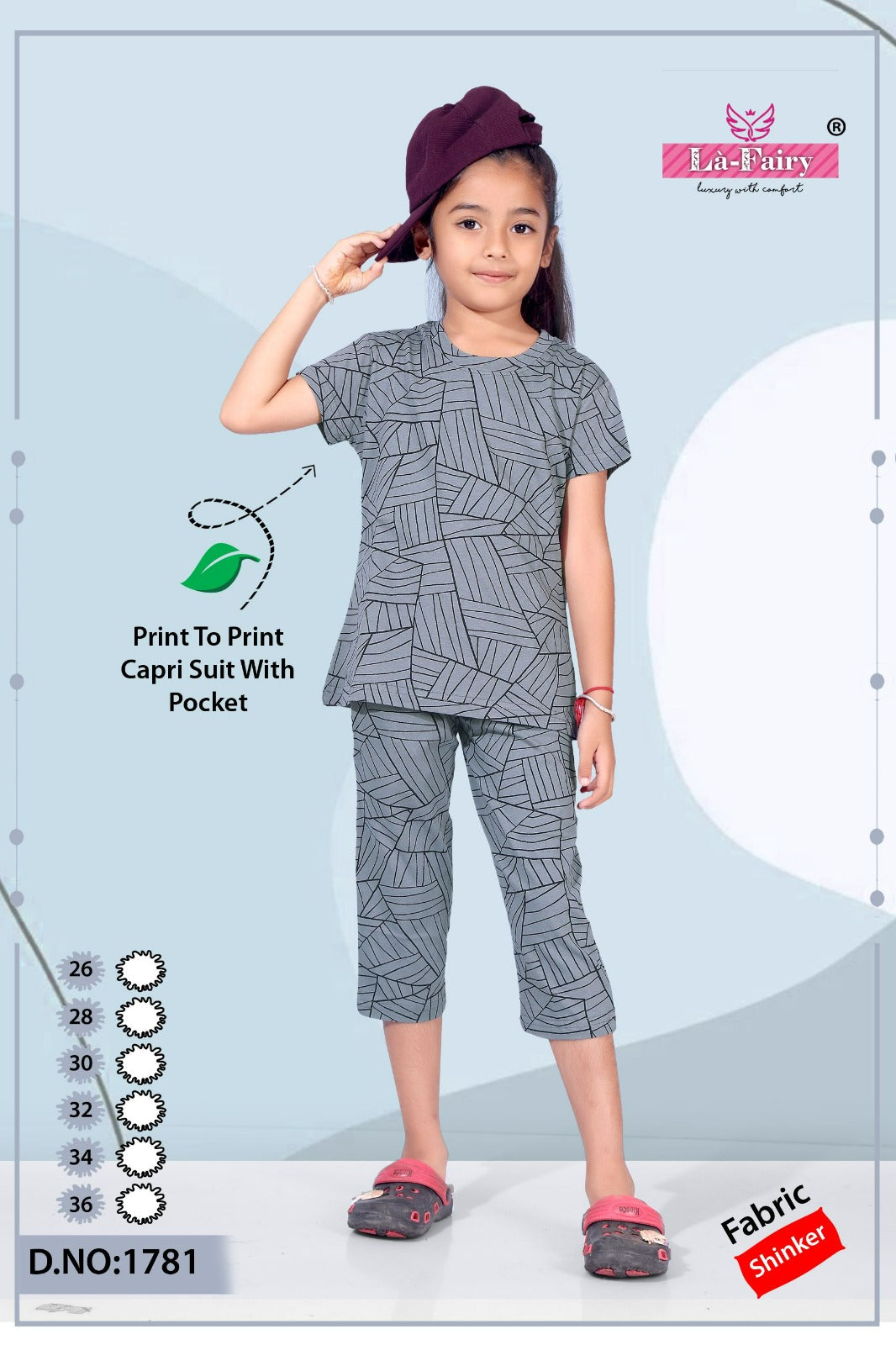 Design 1781 La Fairy Hosiery Sinker Girls Capri Night Suits Manufacturer Gujarat