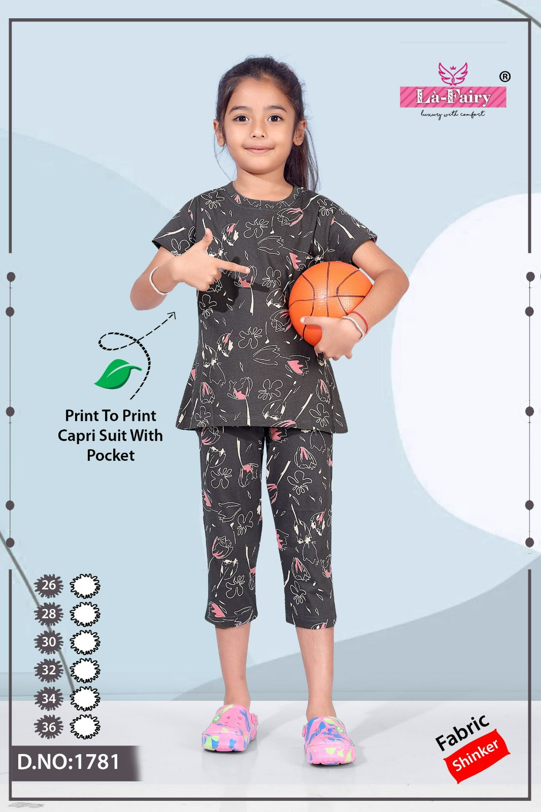 Design 1781 La Fairy Hosiery Sinker Girls Capri Night Suits Manufacturer Gujarat