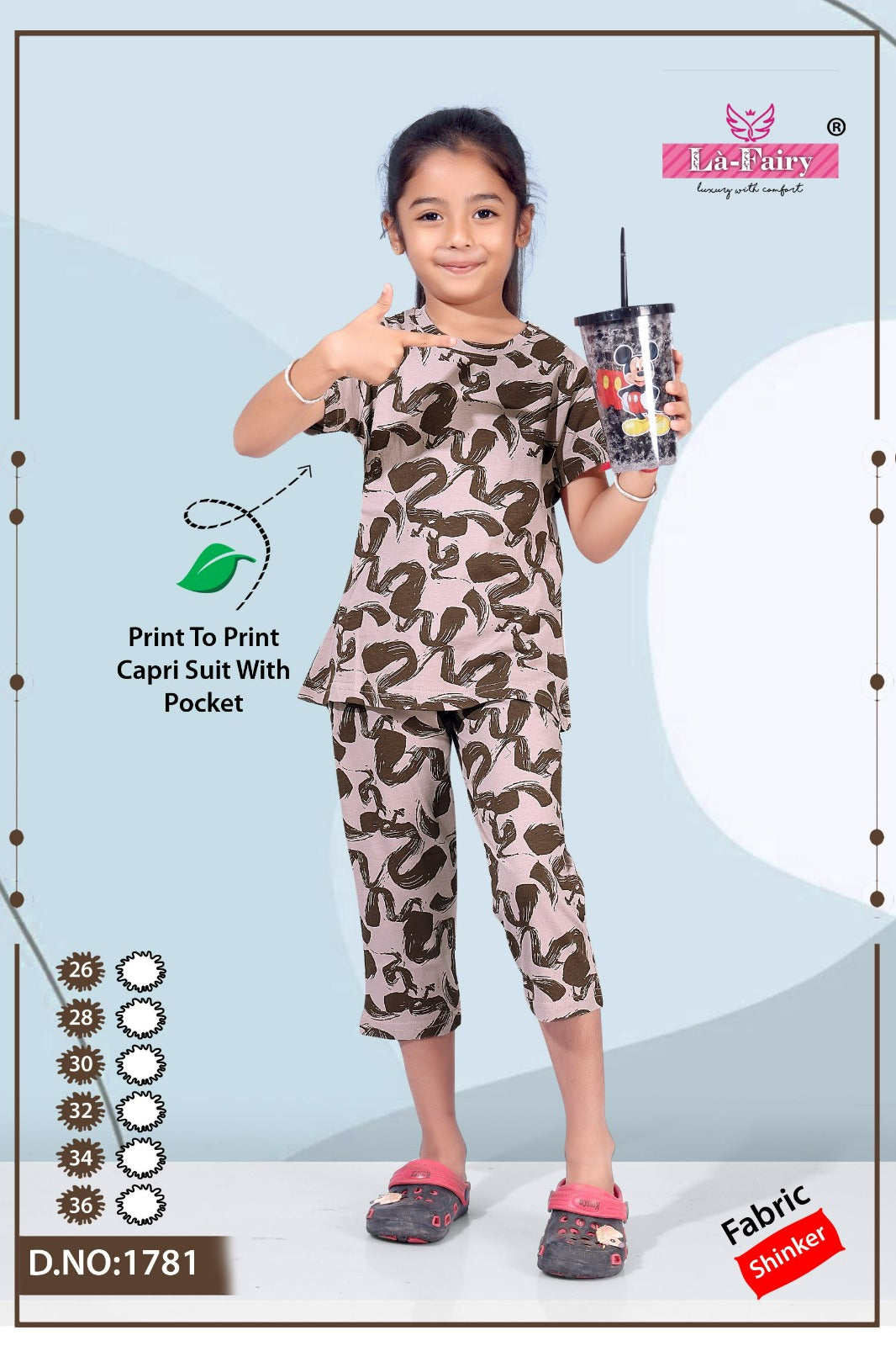 Design 1781 La Fairy Hosiery Sinker Girls Capri Night Suits Manufacturer Gujarat