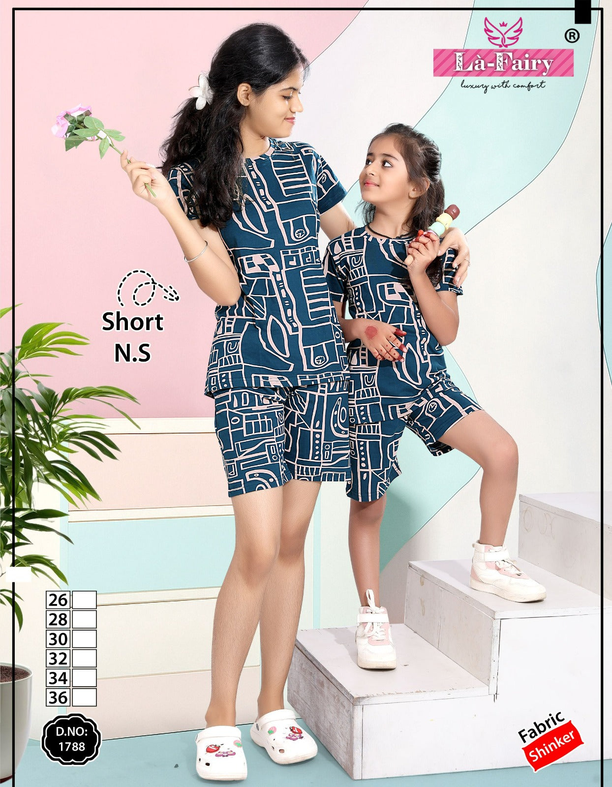 Design 1788-1789 La Fairy Hosiery Sinker Girls Shorts Set Supplier Ahmedabad