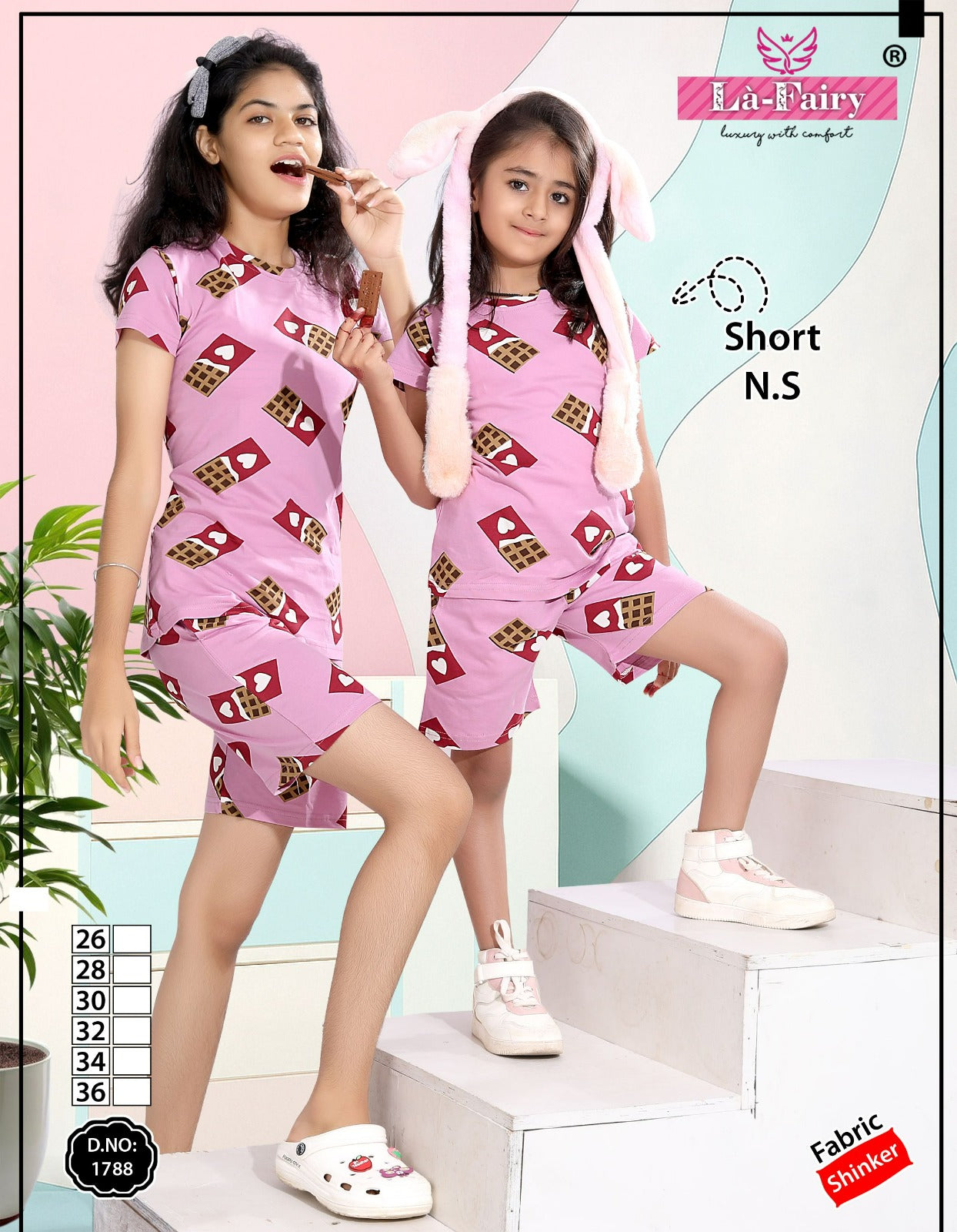 Design 1788-1789 La Fairy Hosiery Sinker Girls Shorts Set Supplier Ahmedabad