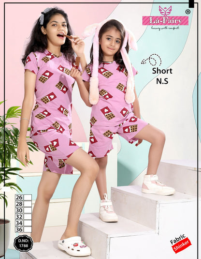 Design 1788-1789 La Fairy Hosiery Sinker Girls Shorts Set Supplier Ahmedabad