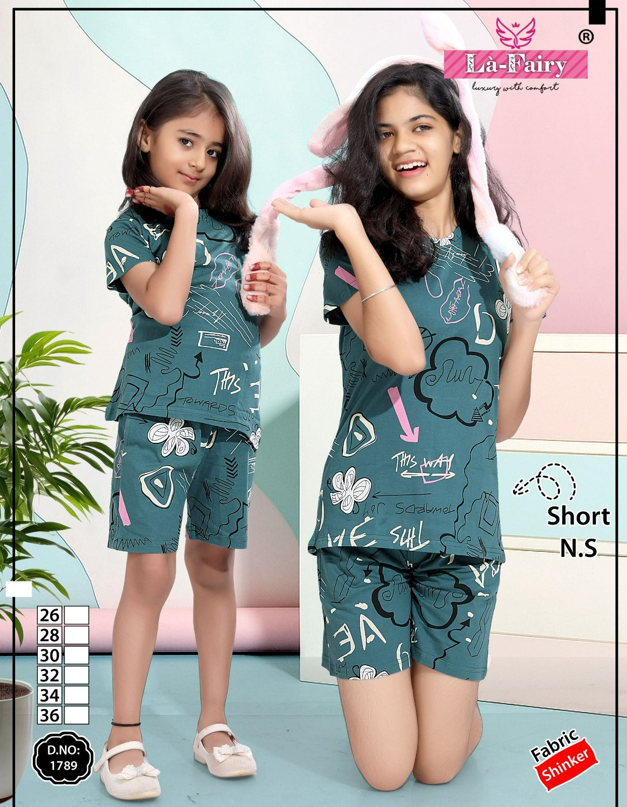 Design 1788-1789 La Fairy Hosiery Sinker Girls Shorts Set Supplier Ahmedabad