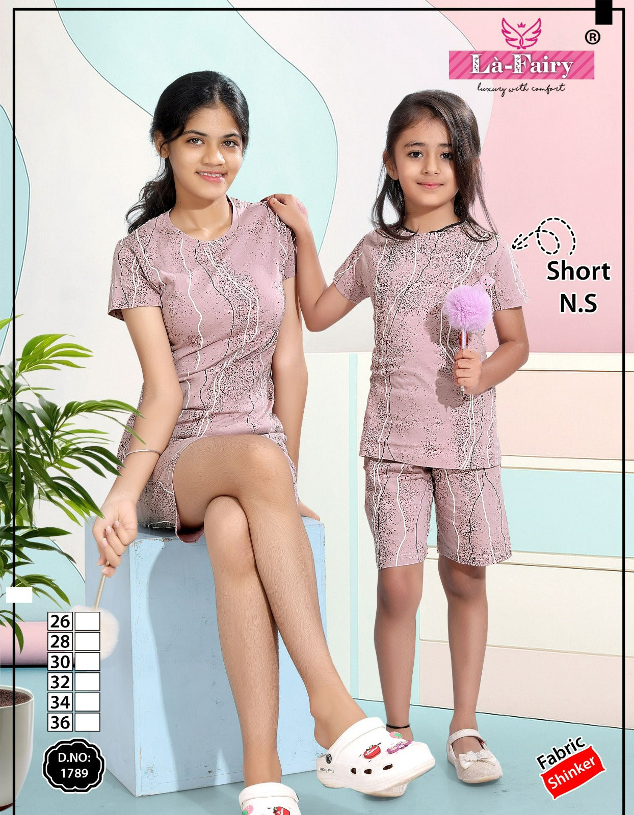 Design 1789 La Fairy Hosiery Sinker Girls Night Suits Wholesale Price