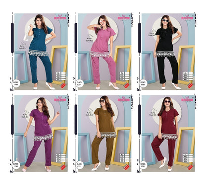 Design 1791 La Fairy Sinker Kurta Night Suits Wholesale Rate