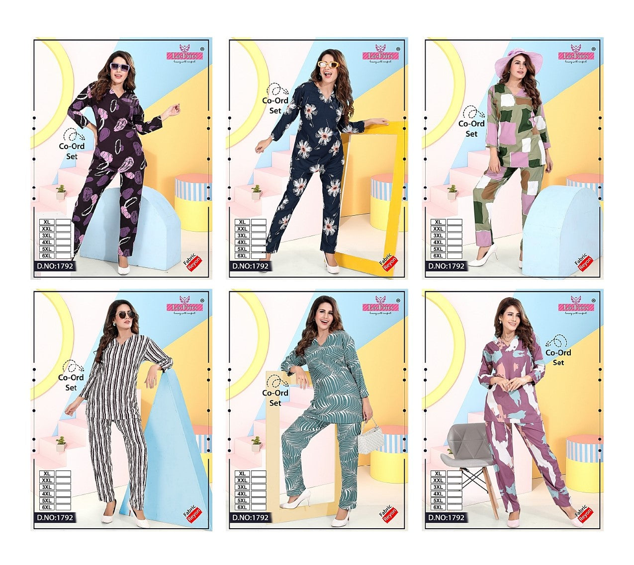 Design 1792 La Fairy Rayon 22Kg Co Ord Set Wholesale Rate