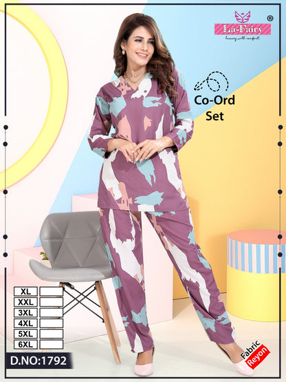 Design 1792 La Fairy Rayon 22Kg Co Ord Set Wholesale Rate