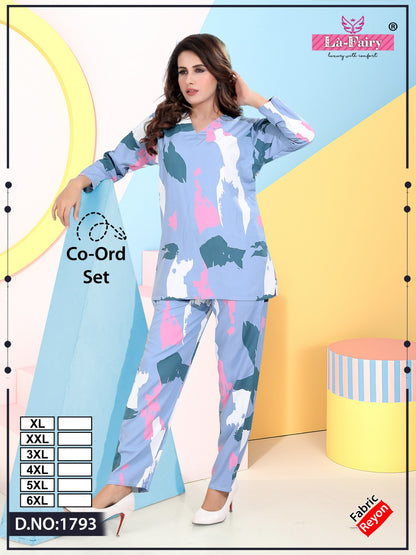 Design 1793 La Fairy Reyon Co Ord Set Wholesale Rate