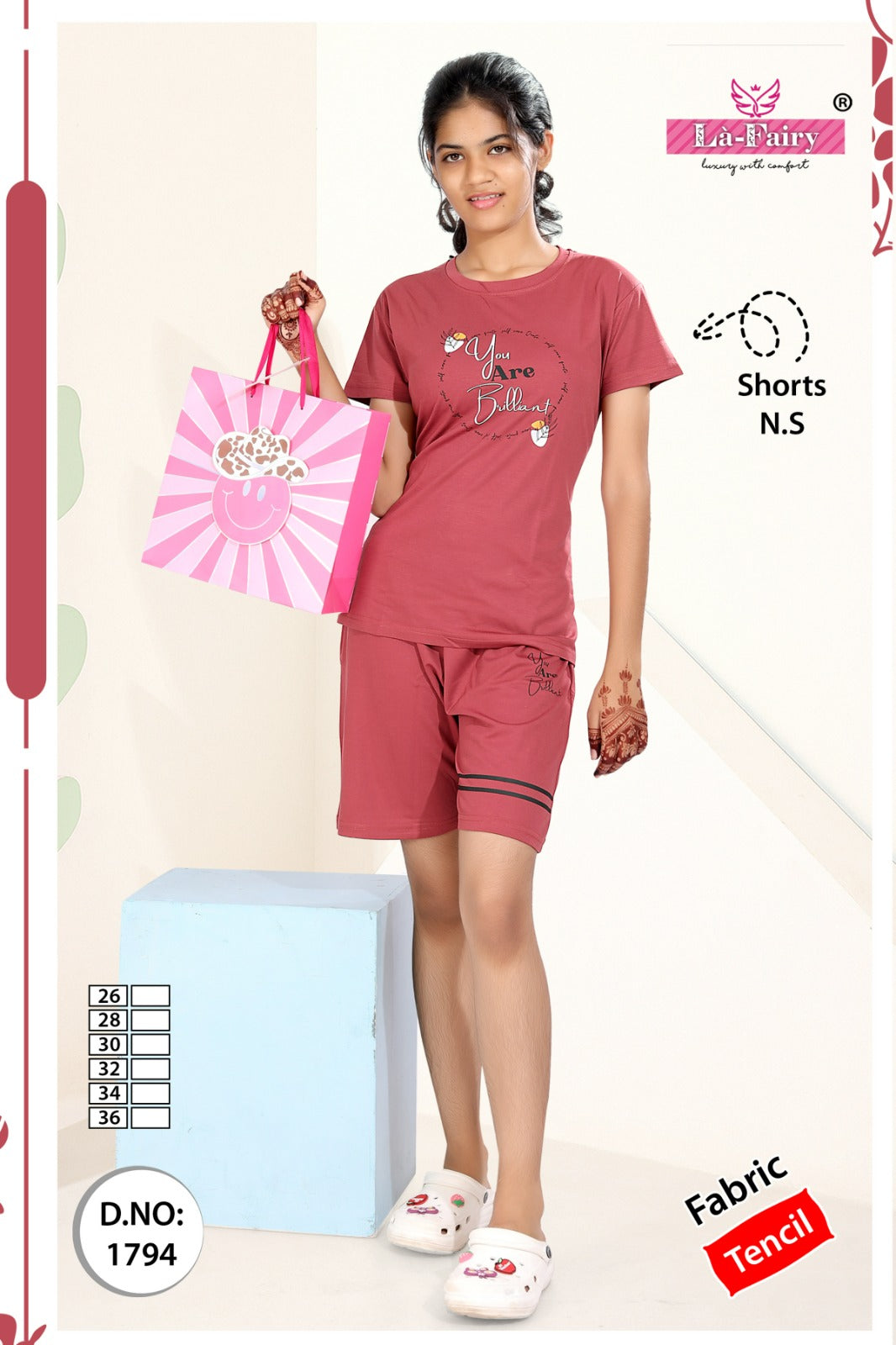 Design 1794 La Fairy Tencil Girls Shorts Set Wholesaler Ahmedabad
