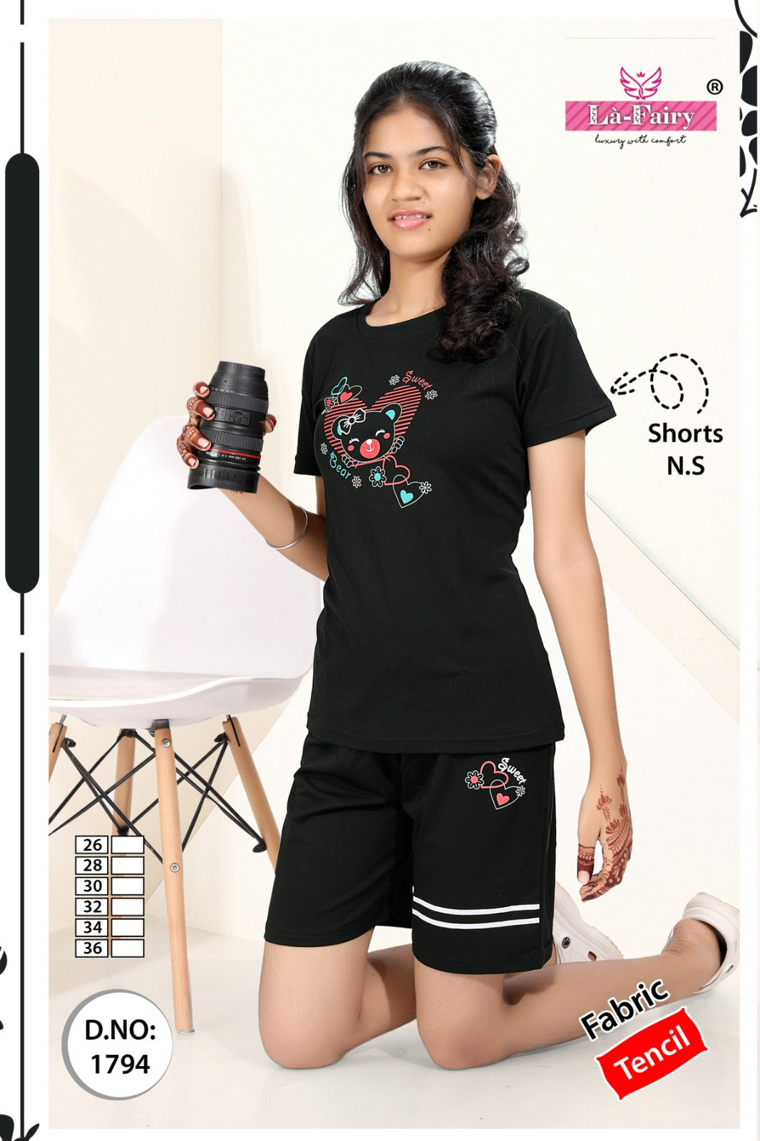 Design 1794 La Fairy Tencil Girls Shorts Set Wholesaler Ahmedabad
