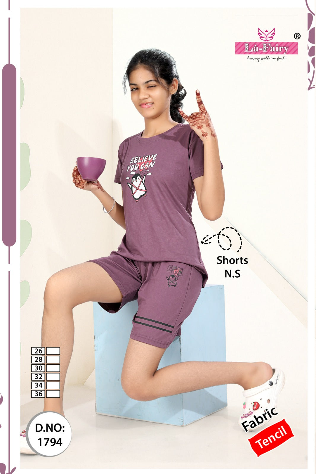 Design 1794 La Fairy Tencil Girls Shorts Set Wholesaler Ahmedabad